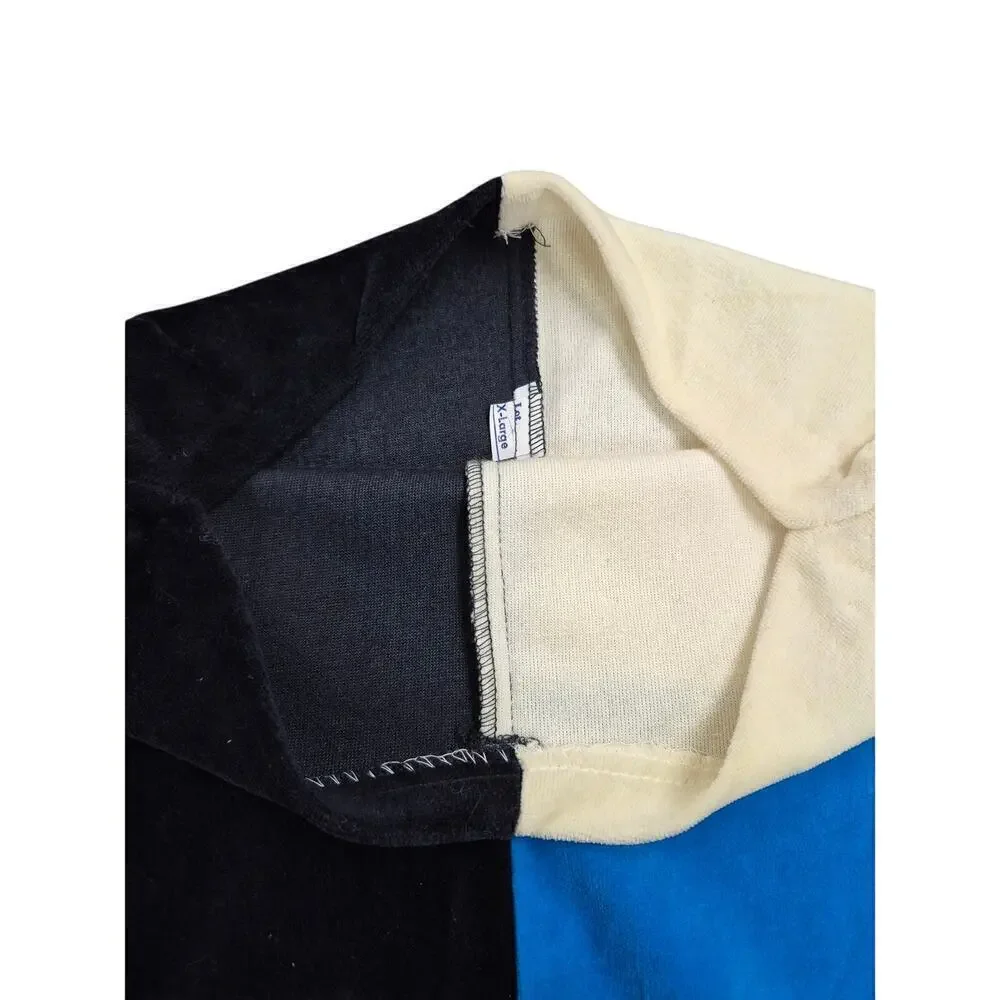 Vtg 80s 90s Y2K Velour Color Block Top Sz XL Women - Picture 4 of 5